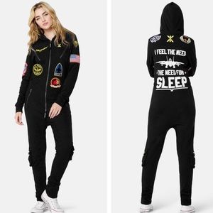 Onepiece Black Jumpsuit with Patches